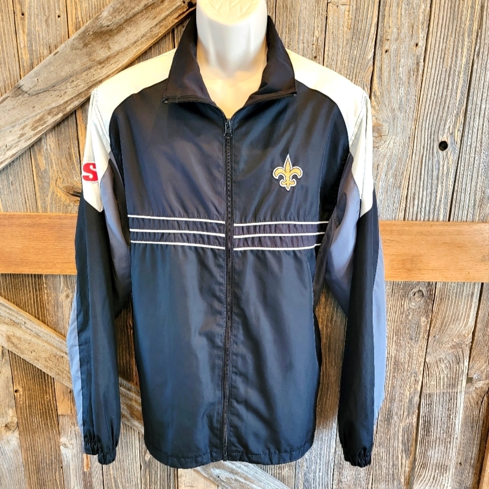 Reebok New Orleans Saints Windbreaker Size Large used full zip jacket NFL